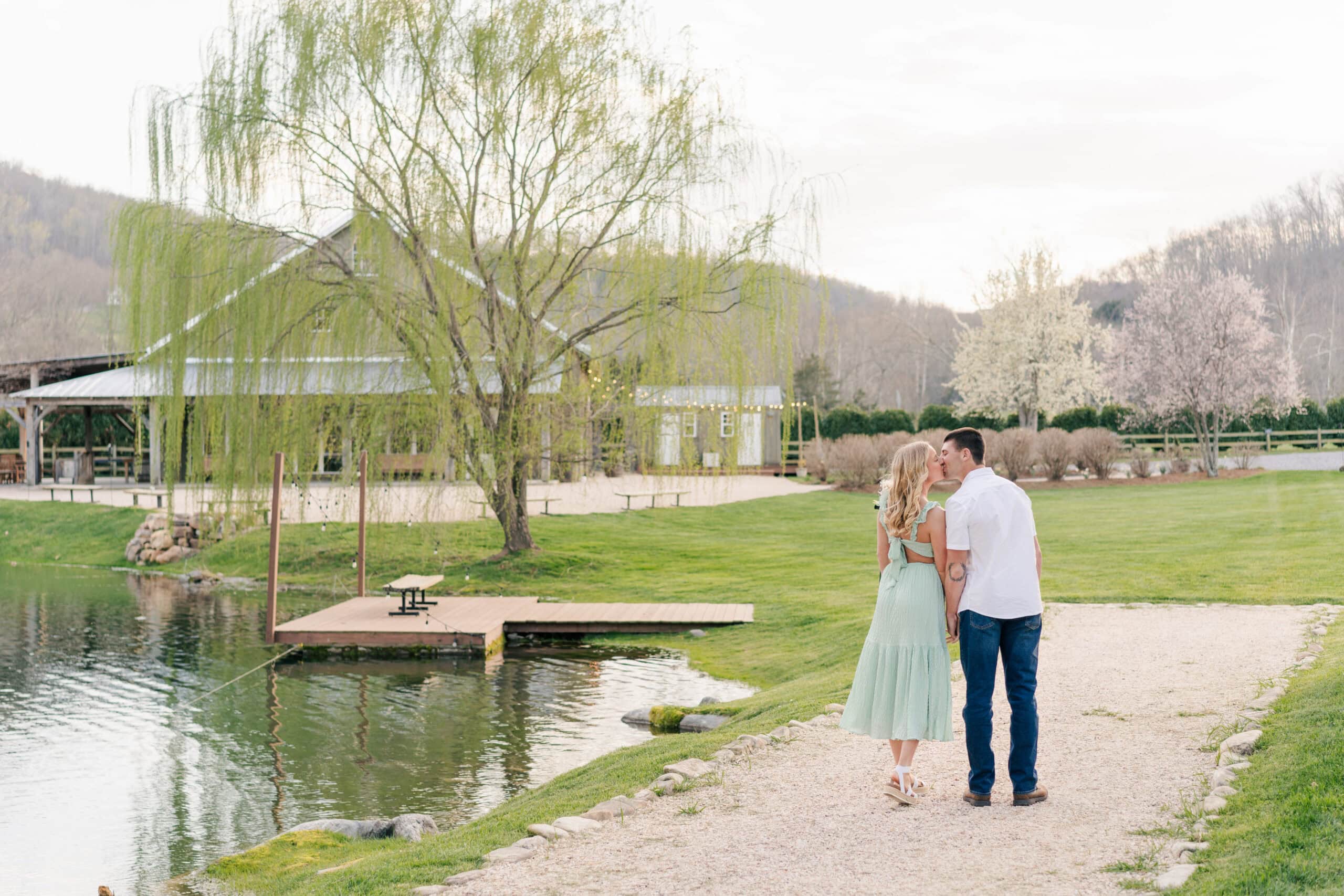 Views of the mountains and lake at Big Spring Farm, a Lexington Virginia wedding venue.